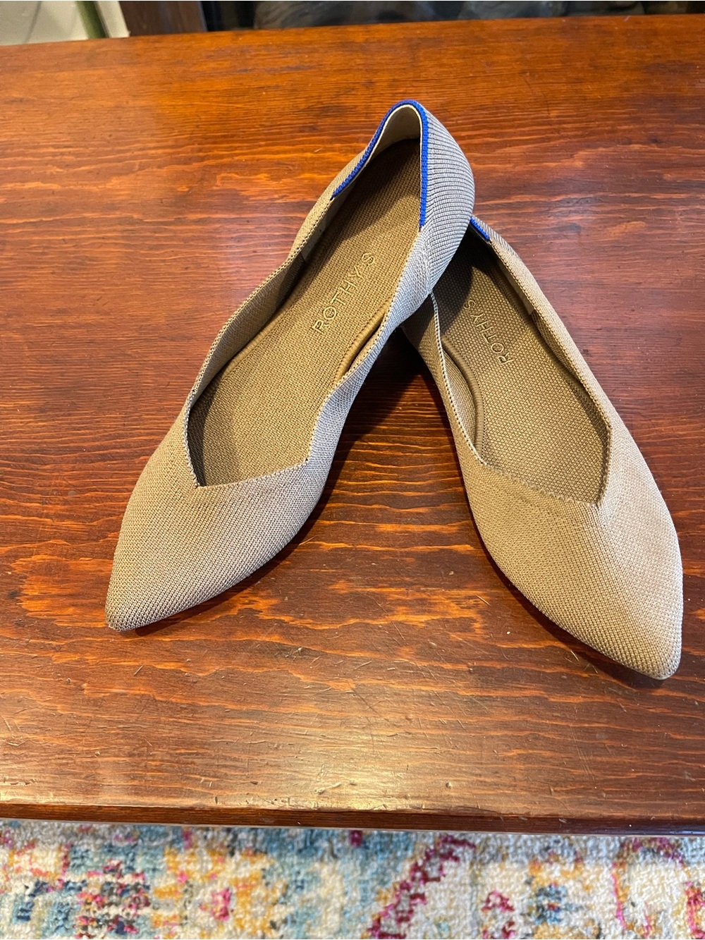 Rothy’s The Point Taupe Blue Knit Flats Women’s Size 10